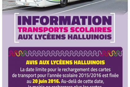 Information transports scolaires aux lycéens halluinois