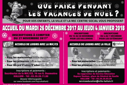 Accueils de loisirs : les inscriptions pour les vacances de Noël