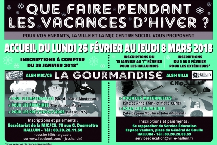 Les inscriptions aux ALSH des vacances d'hiver
