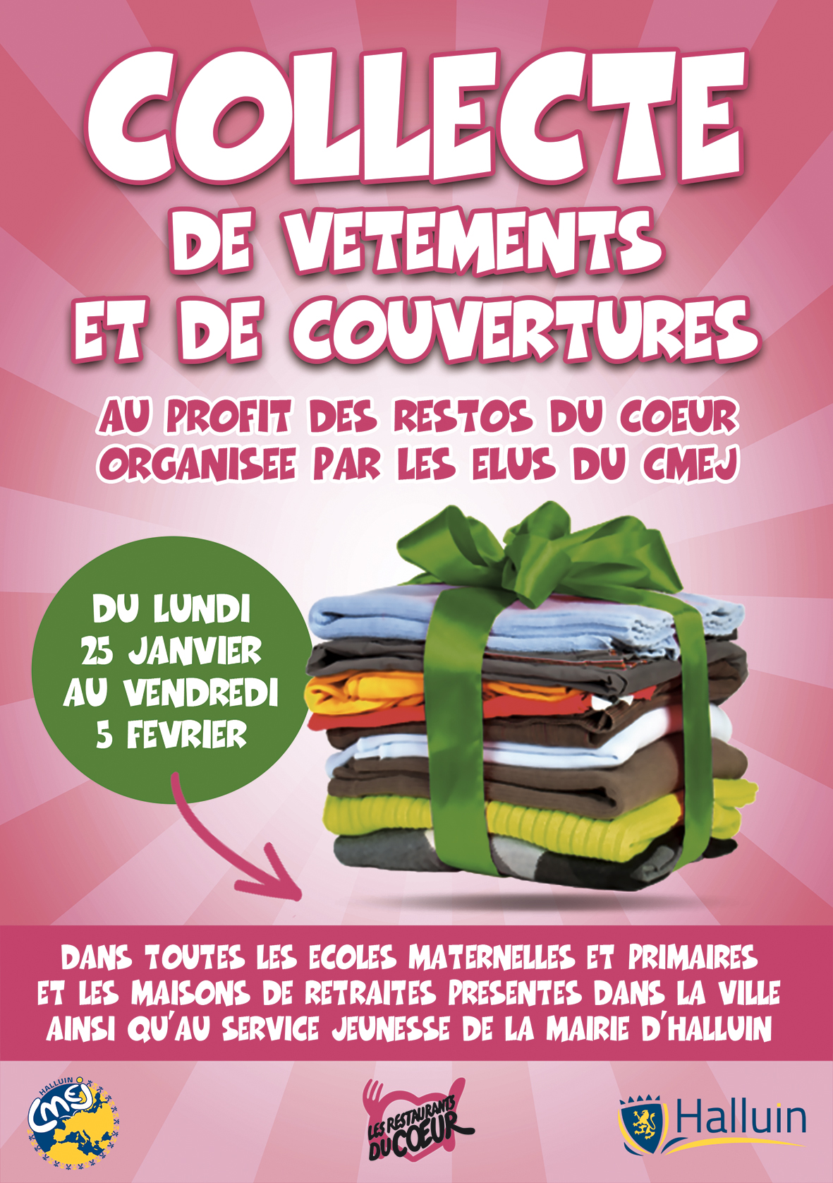 Collecte de vêtements au profit des Restos du coeur Ville d